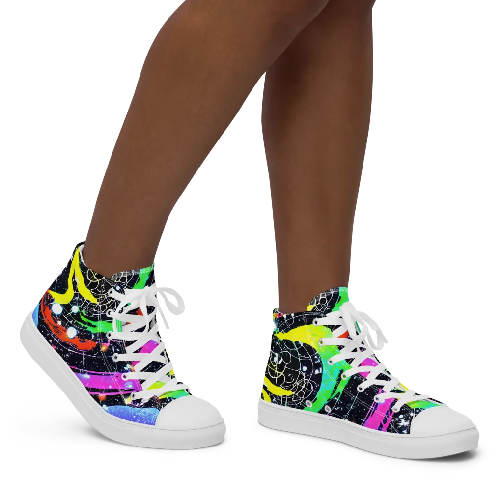 Galactic Riot on Women's High Top Canvas Shoes — Right
