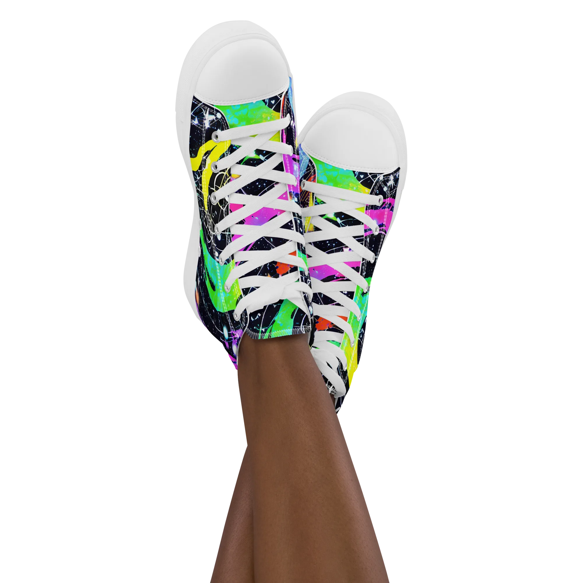 Galactic Riot on Women's High Top Canvas Shoes — Front