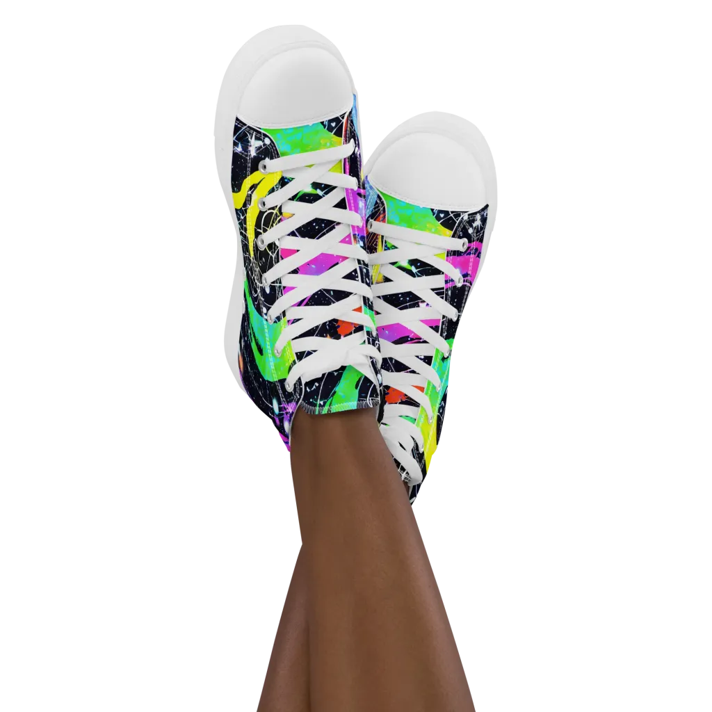 Galactic Riot on Women's High Top Canvas Shoes — Front