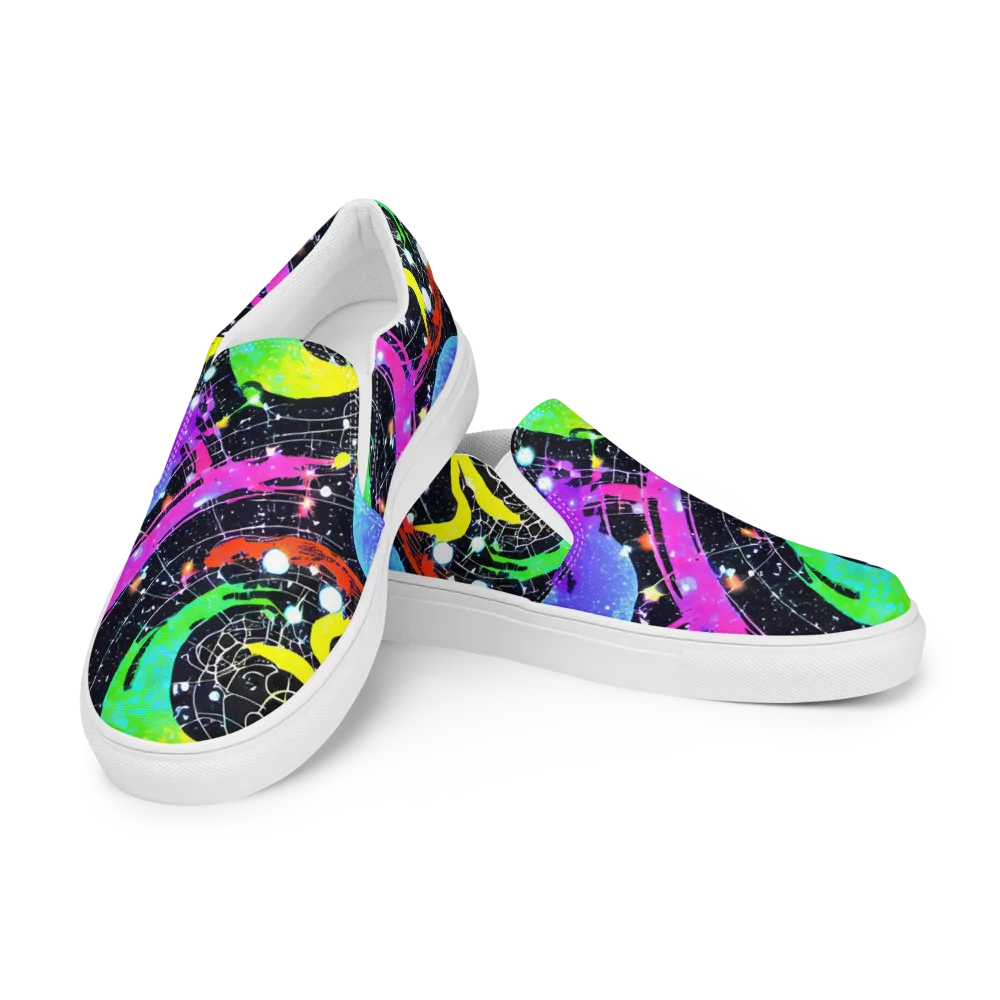 Galactic Riot on Men's Slip-On Canvas Shoes — Left Front