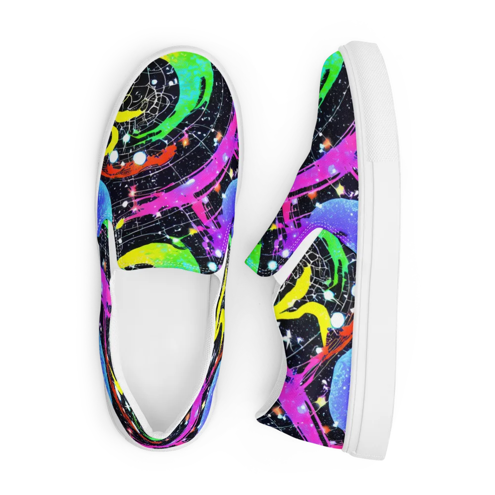 Galactic Riot on Men's Slip-On Canvas Shoes — Front