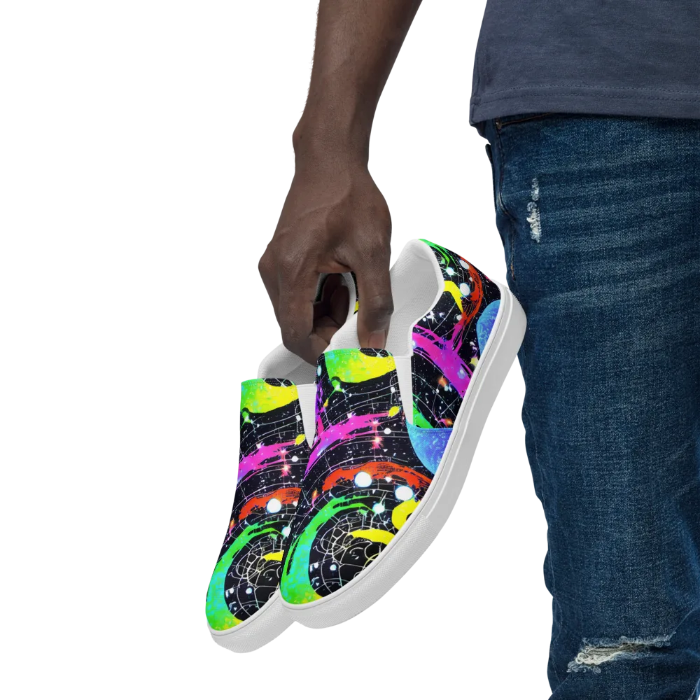 Galactic Riot on Men's Slip-On Canvas Shoes — Left Front