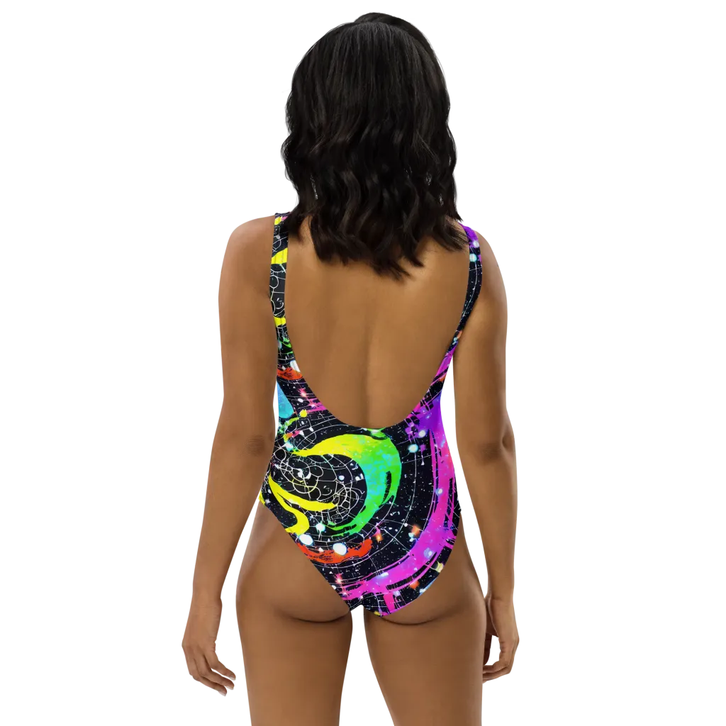 Galactic Riot on One-Piece Swimsuit — Back