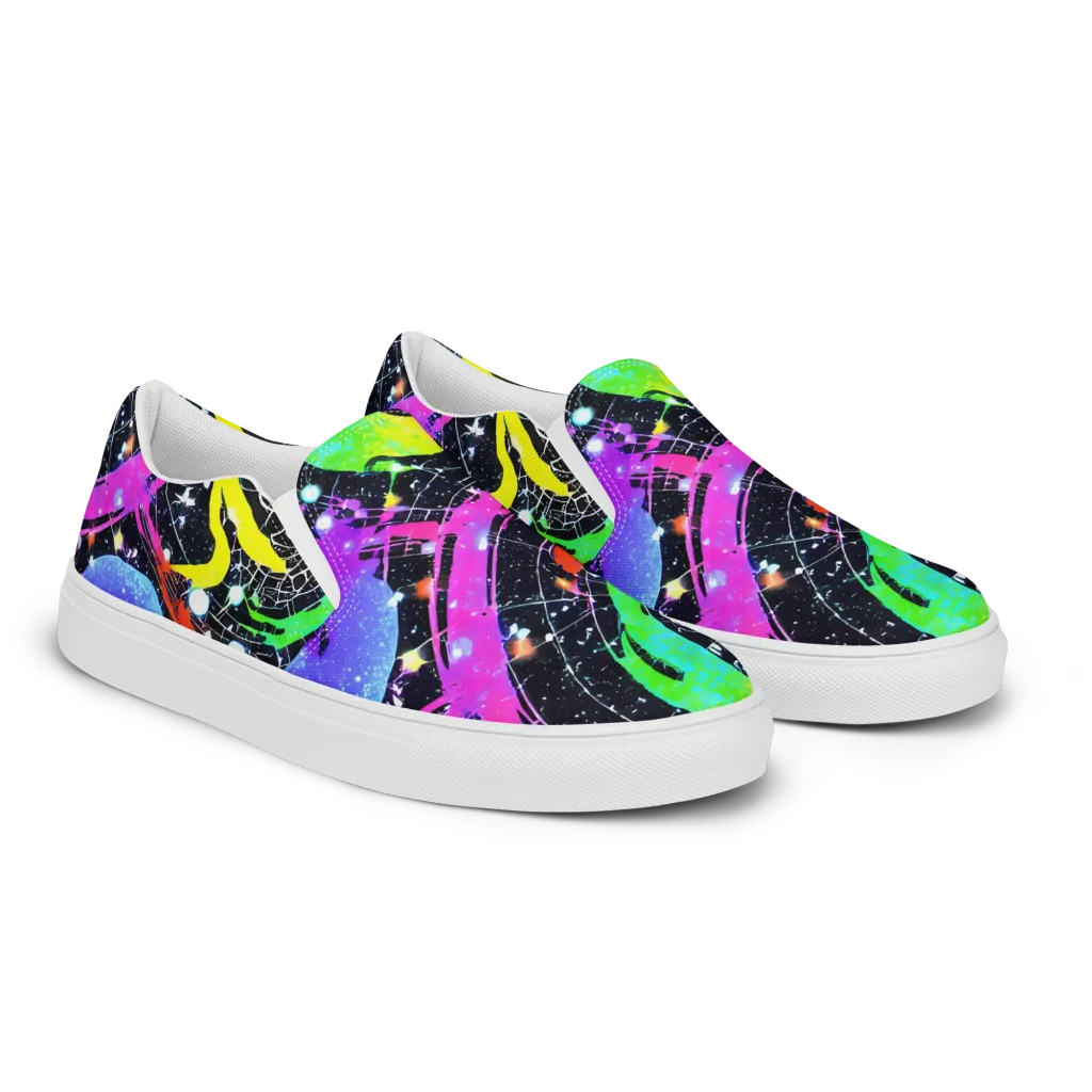 Galactic Riot on Women's Slip-On Canvas Shoes — Right Front