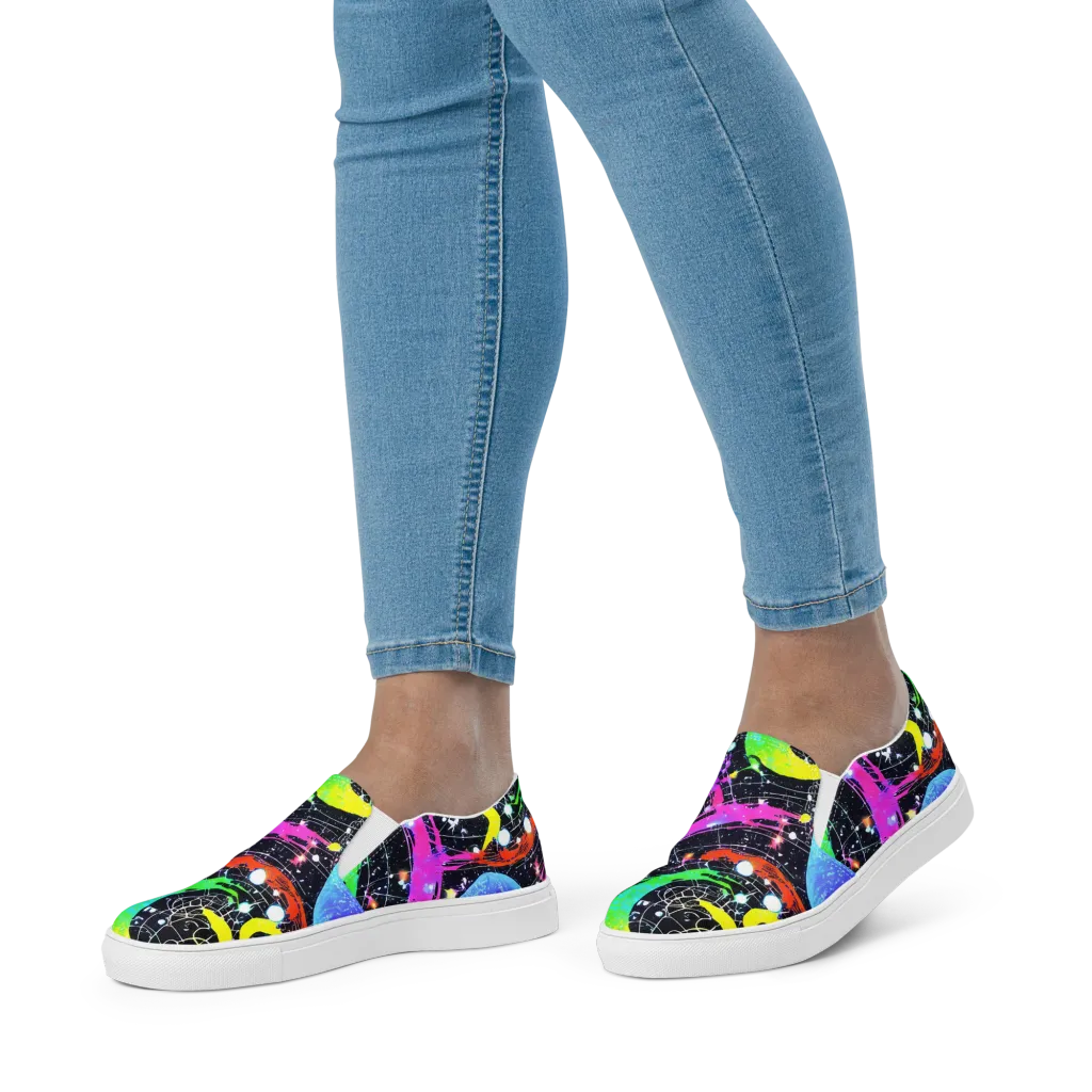 Galactic Riot on Women's Slip-On Canvas Shoes — Front