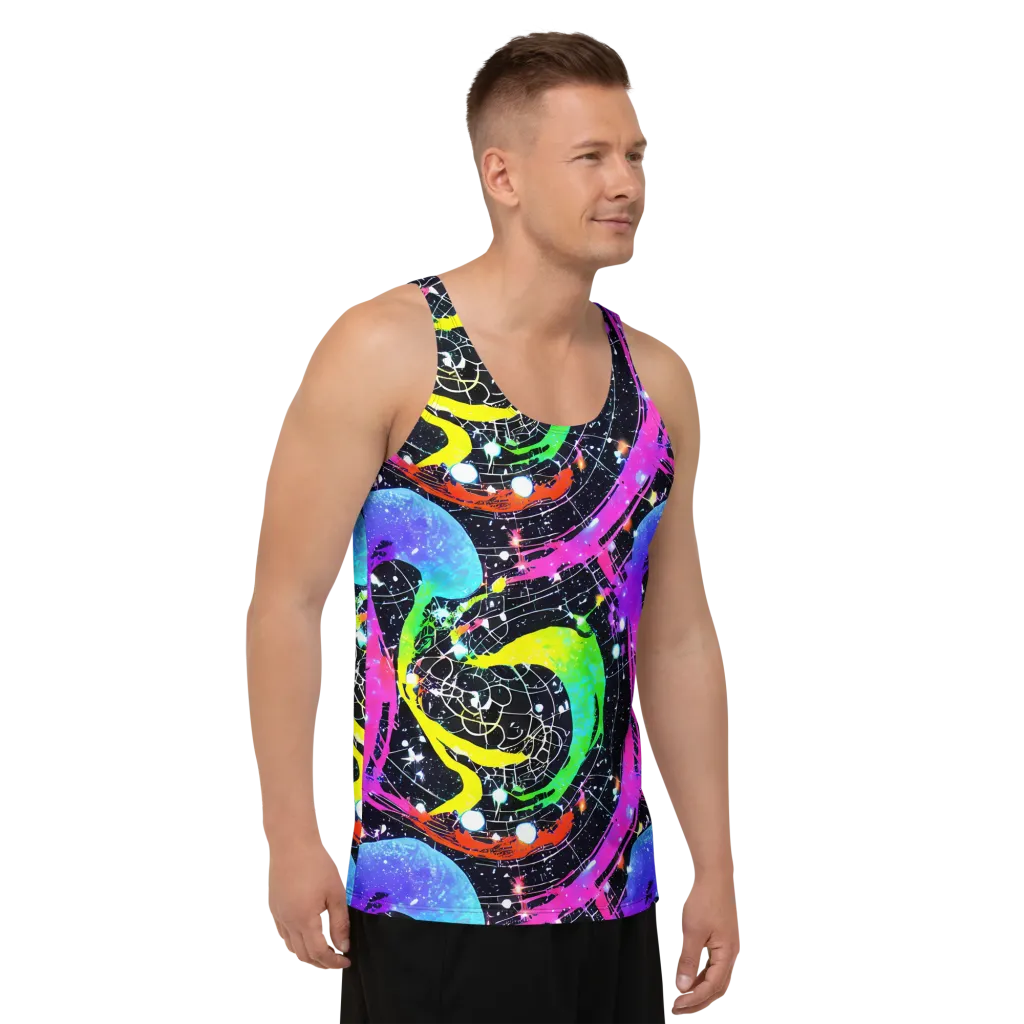 Galactic Riot on Men's Tank Top — Right Front