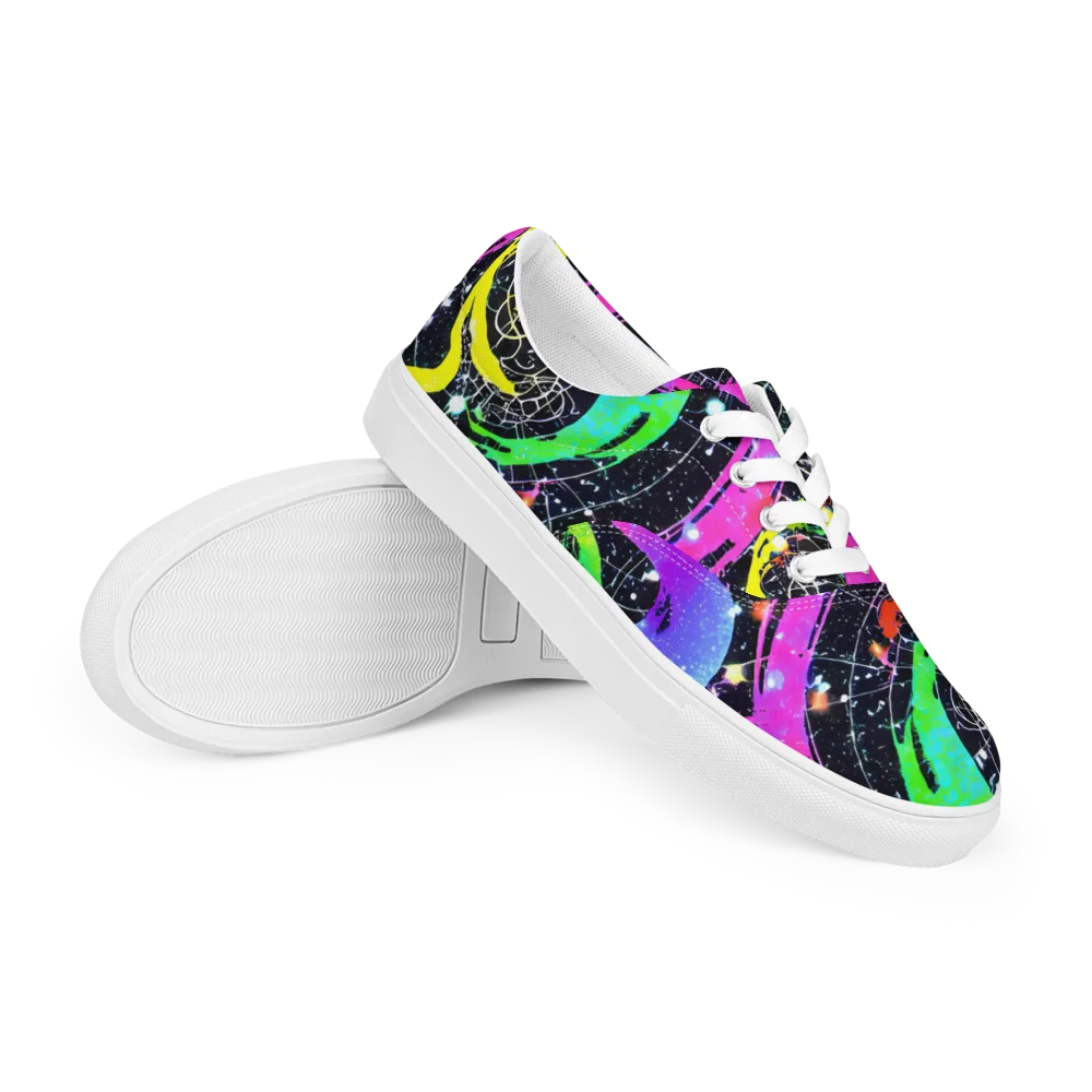 Galactic Riot on Men's Lace-Up Canvas Shoes — Right Front