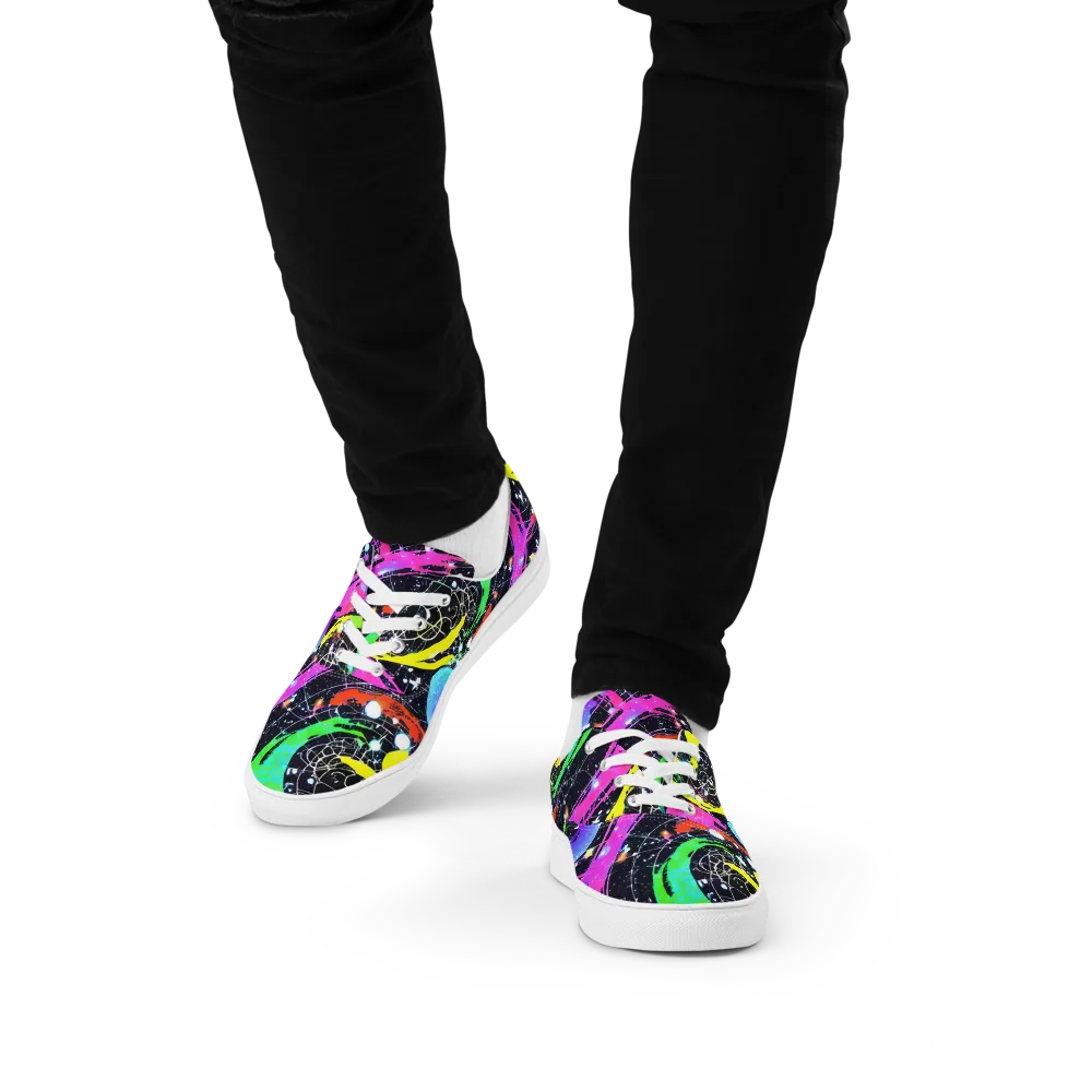 Galactic Riot on Men's Lace-Up Canvas Shoes — Front