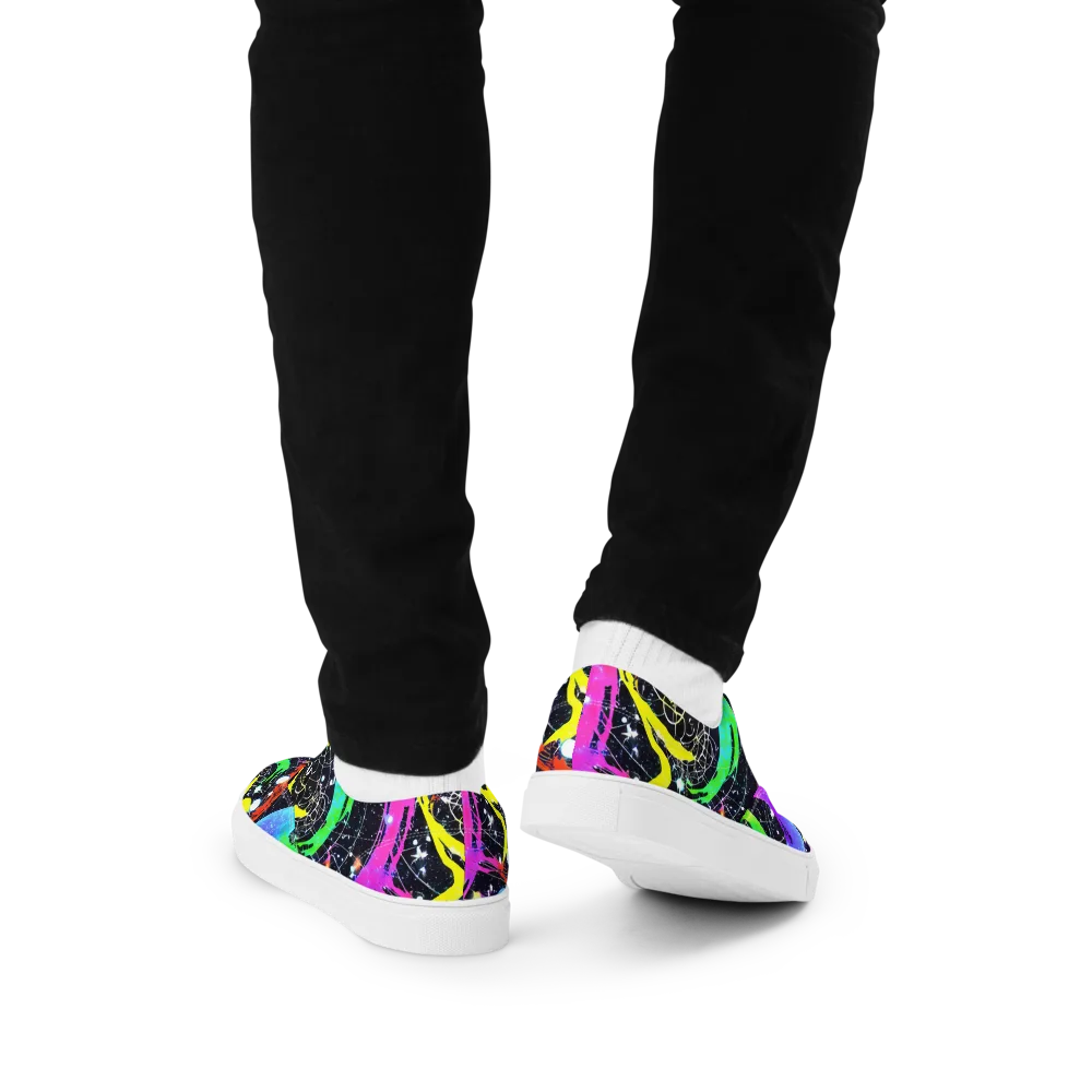 Galactic Riot on Men's Lace-Up Canvas Shoes — Back