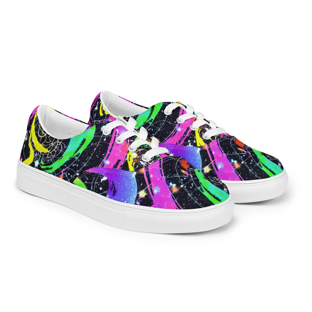Galactic Riot on Men's Lace-Up Canvas Shoes — Right Front