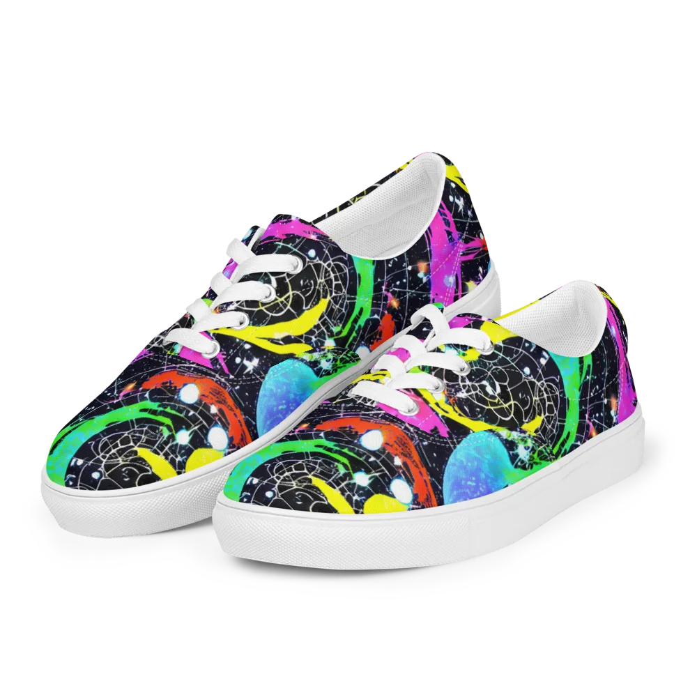 Galactic Riot on Men's Lace-Up Canvas Shoes — Left Front