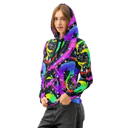 Galactic Riot on a Cotton Hoodie