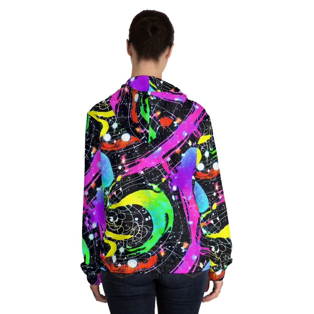 Galactic Riot on Women's Full-Zip Hoodie — Back On Person