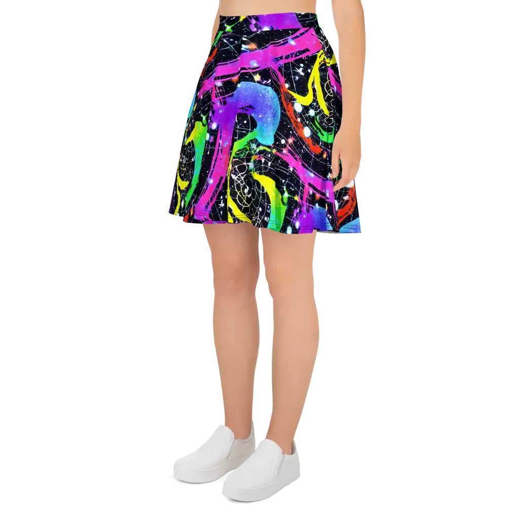 Galactic Riot on Skater Skirt — Left