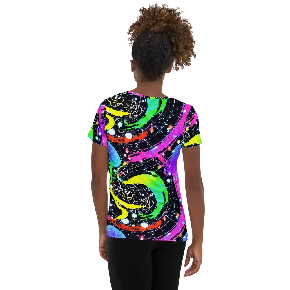 Galactic Riot on Women's Athletic T-Shirt — Back