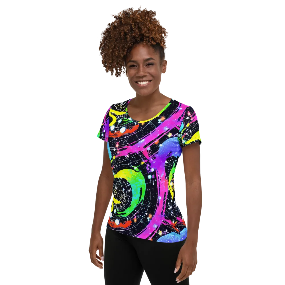 Galactic Riot on Women's Athletic T-Shirt — Left