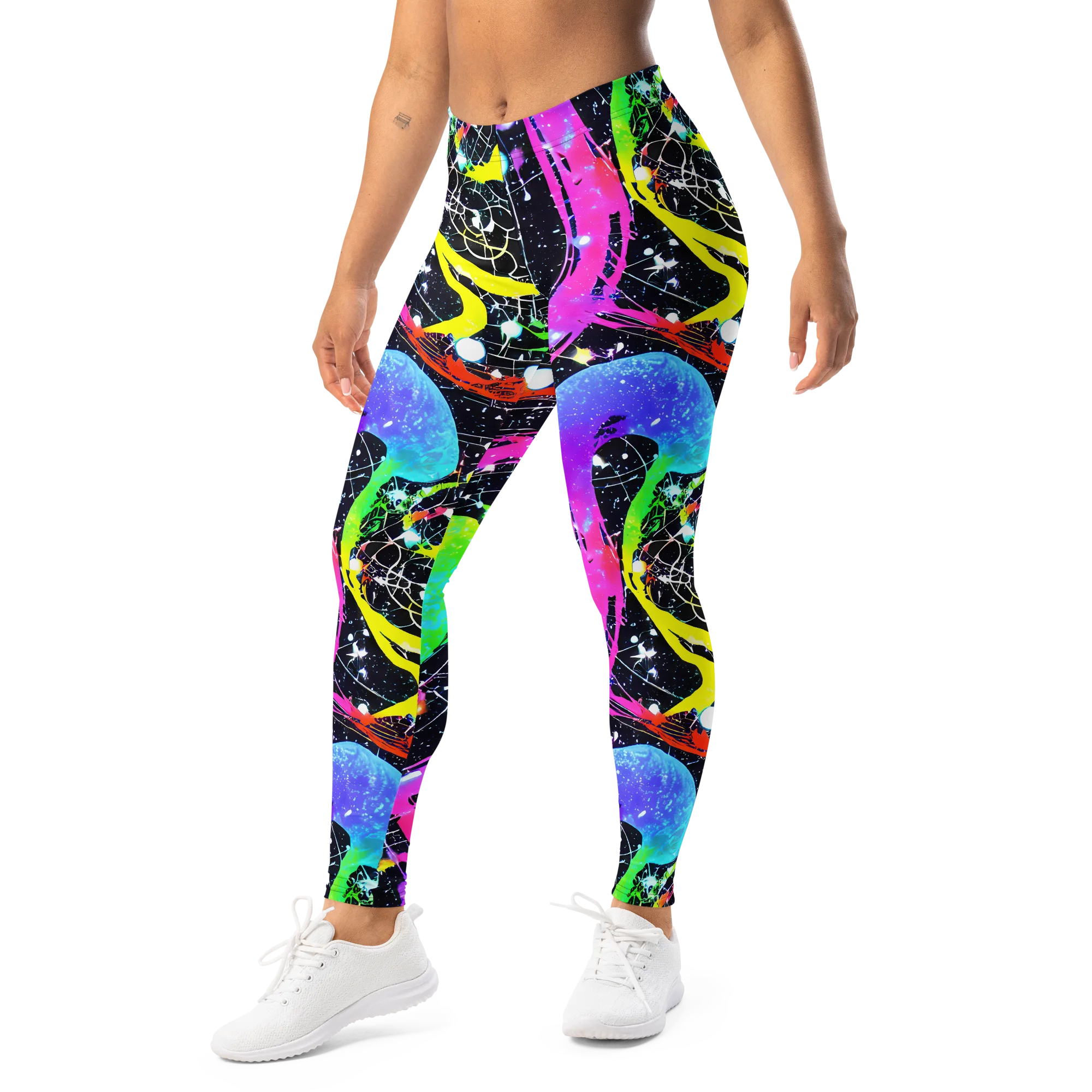 Galactic Riot on Leggings — Left Front