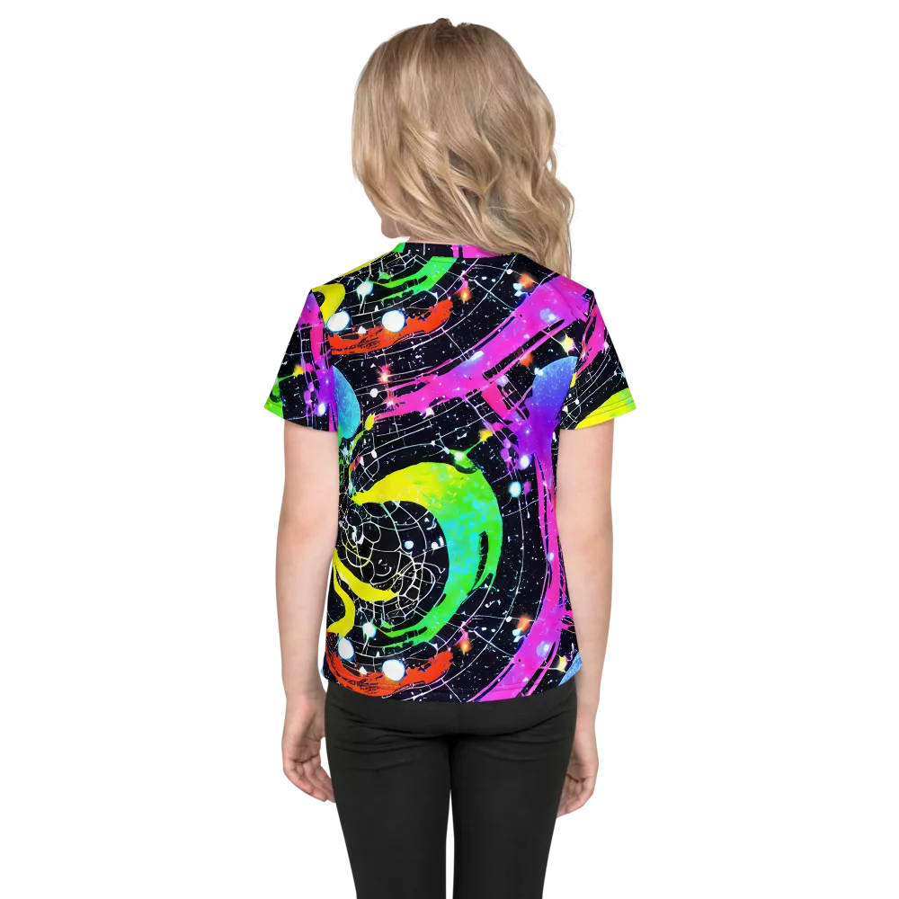 Galactic Riot on Kids Crew Neck T-Shirt — Back