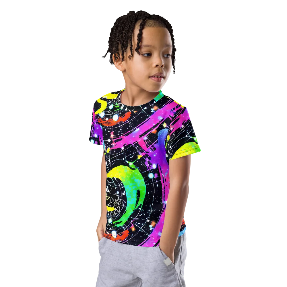 Galactic Riot on Kids Crew Neck T-Shirt — Left Front