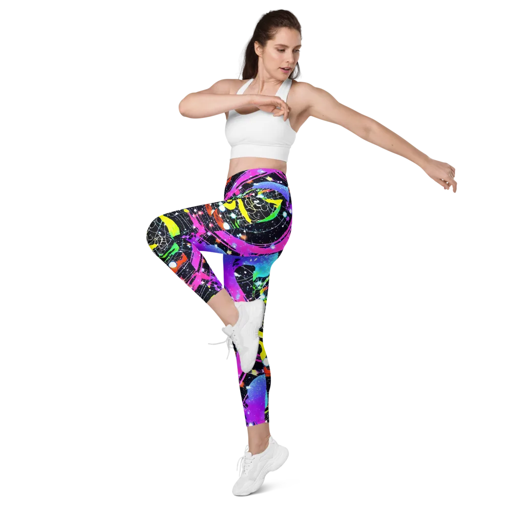 Galactic Riot on Leggings with Pockets — Left Front