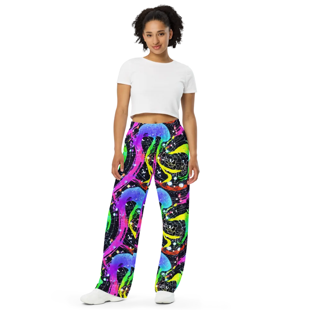 Galactic Riot on Wide-Leg Pants — Front