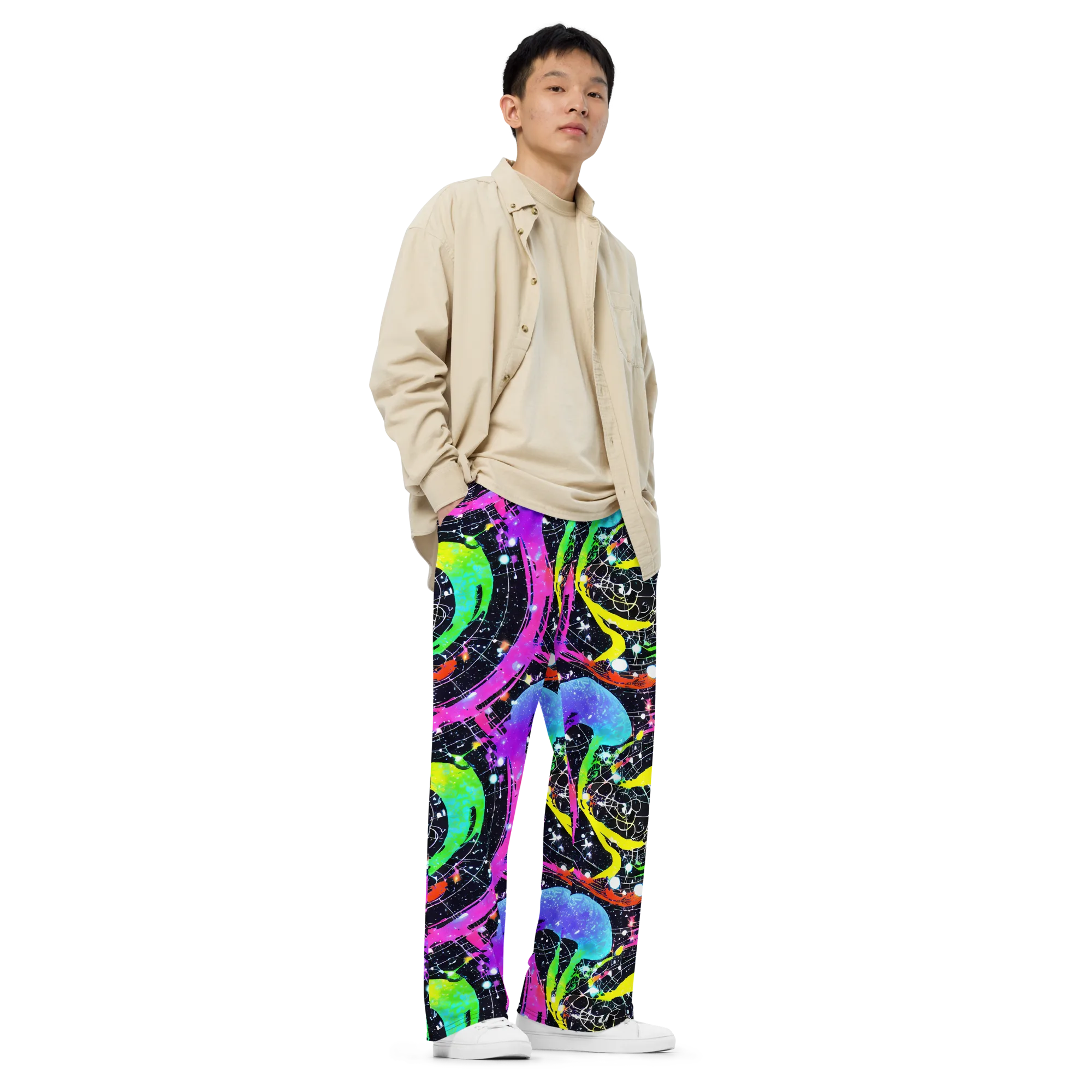 Galactic Riot on Wide-Leg Pants — Right Front