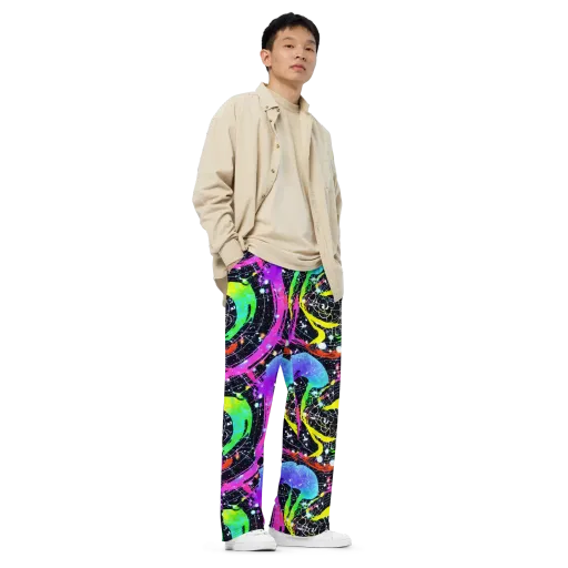 Galactic Riot on a Wide-Leg Pants