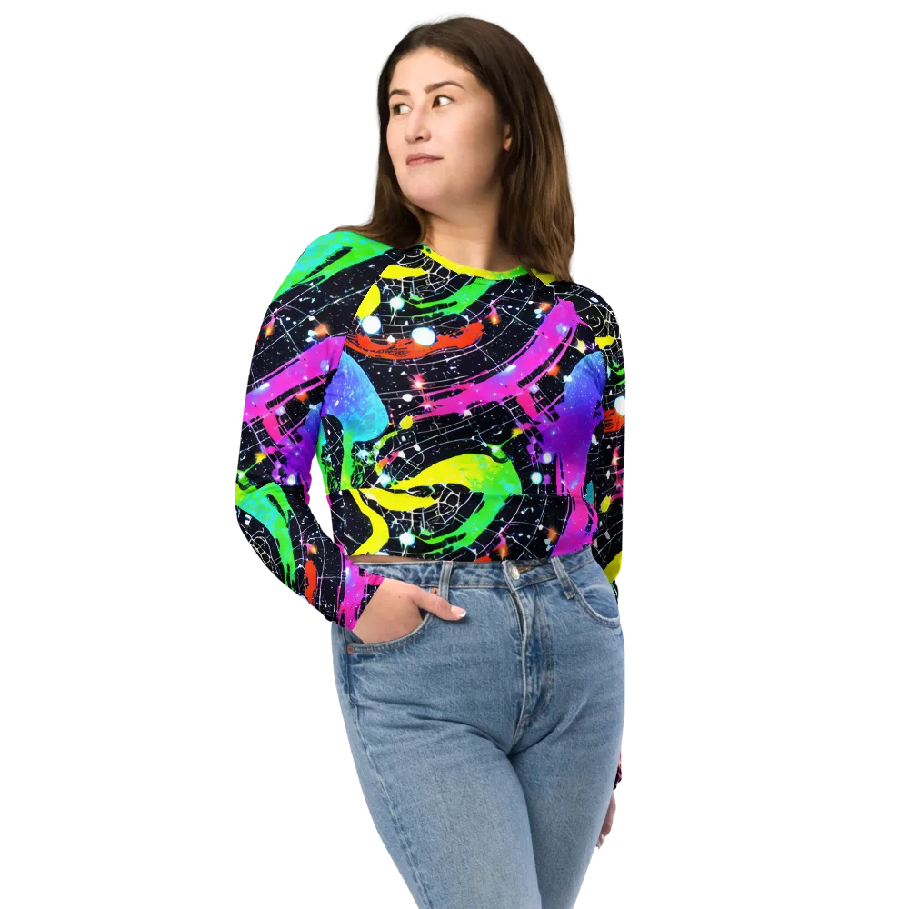 Galactic Riot on Long Sleeve Crop Top — Front