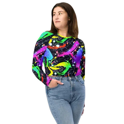 Galactic Riot on a Long Sleeve Crop Top