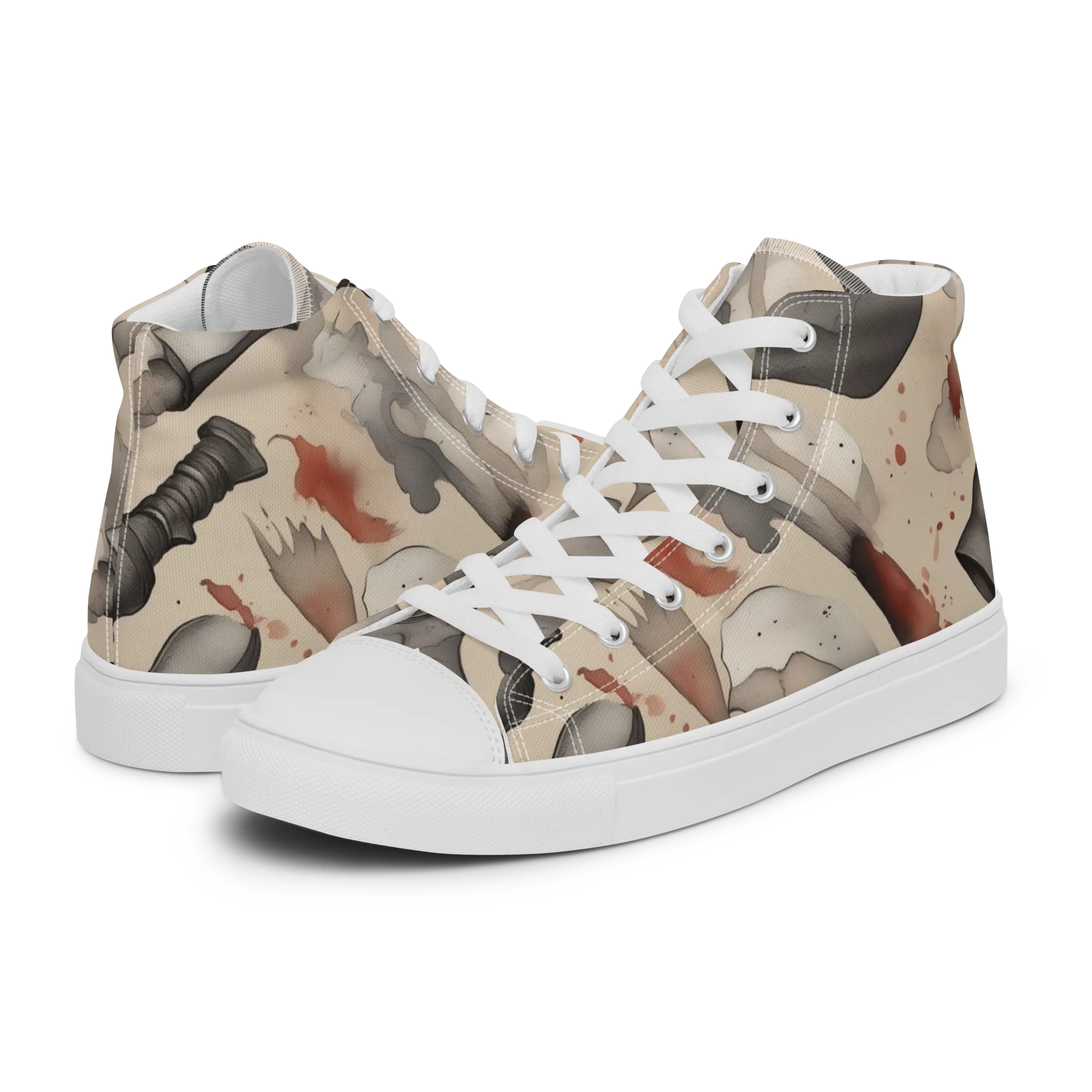 Ink And Iron on Women's High Top Canvas Shoes — Left