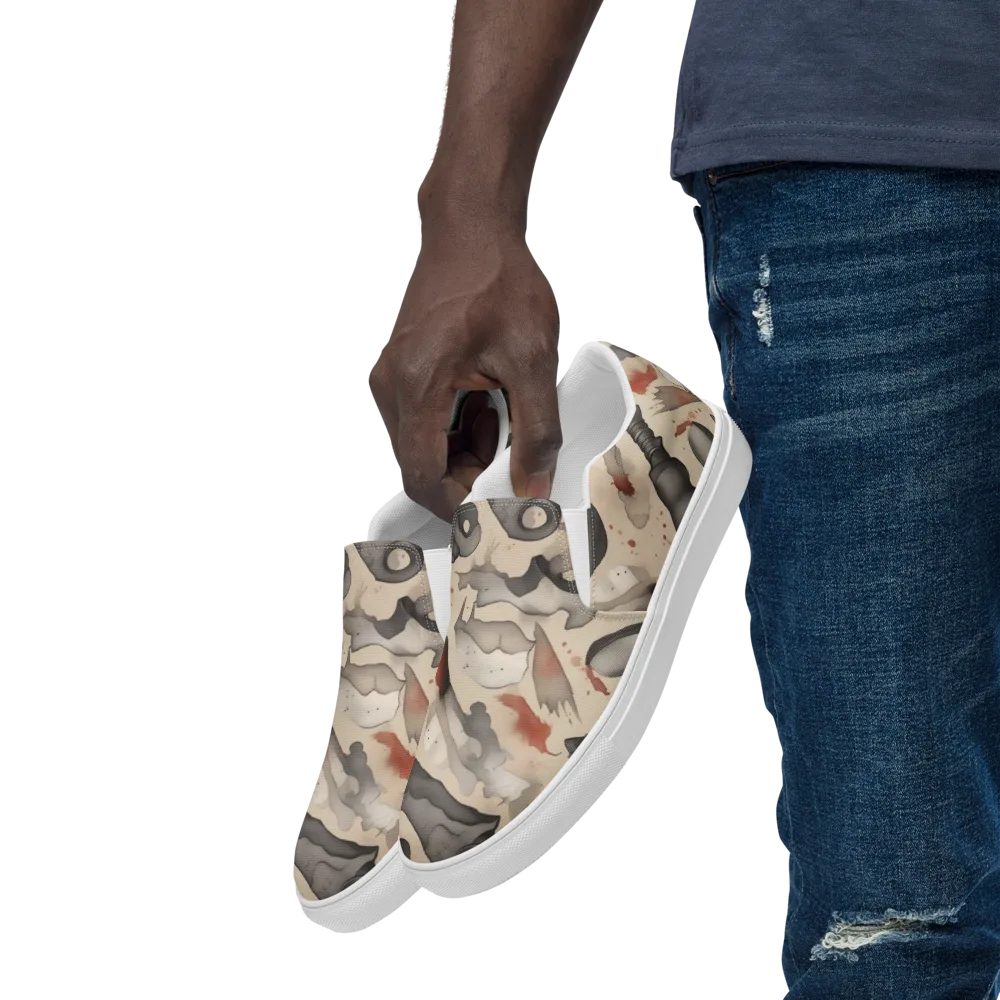 Ink And Iron on Men's Slip-On Canvas Shoes — Left Front