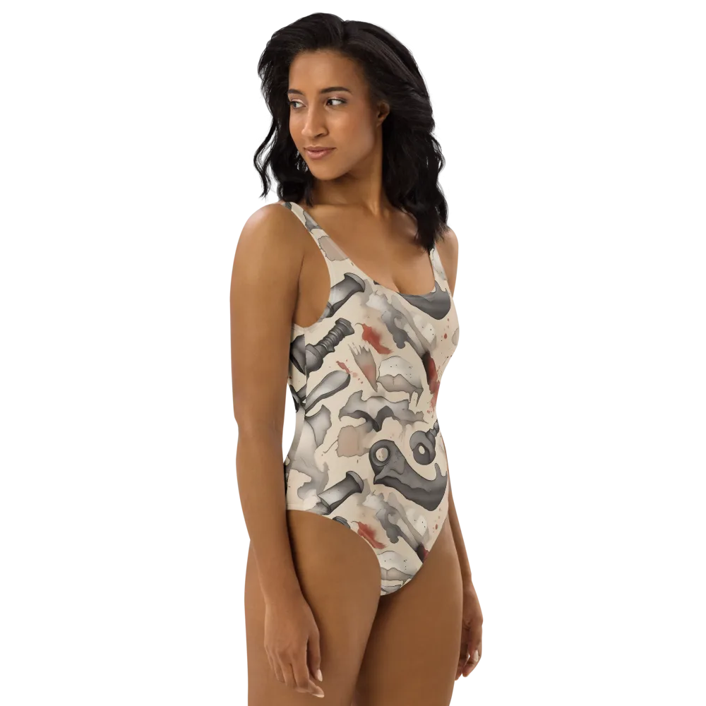 Ink And Iron on One-Piece Swimsuit — Right