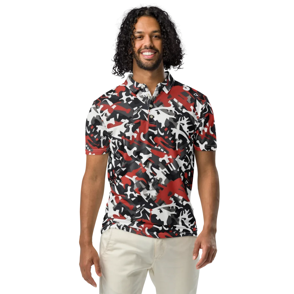 Riot Geometry on Men's Slim Fit Polo Shirt — Front