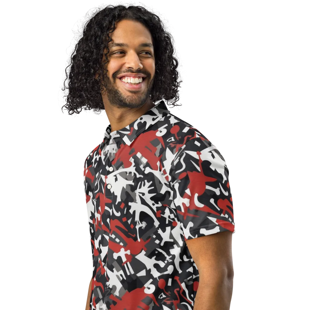 Riot Geometry on Men's Slim Fit Polo Shirt — Left Front