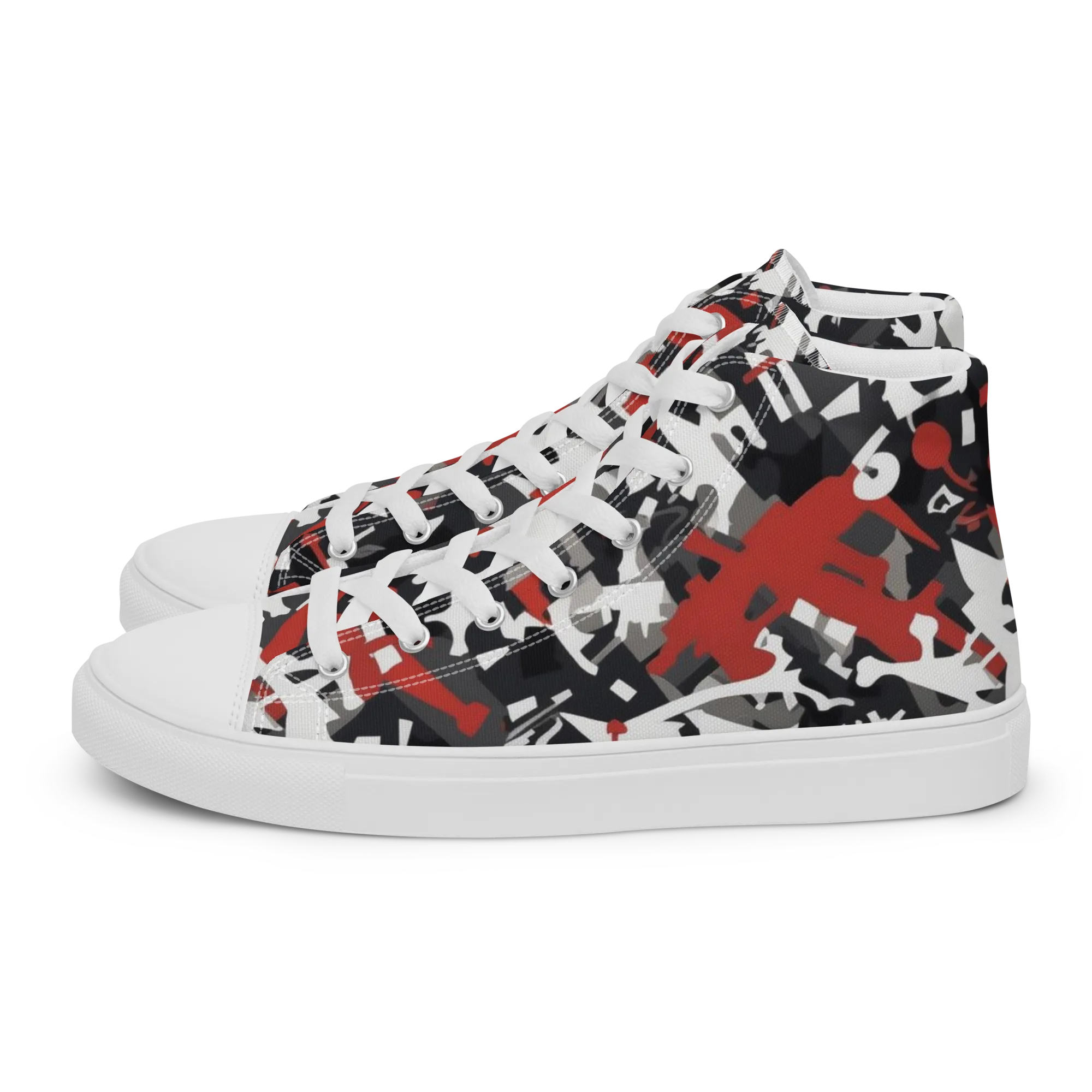 Riot Geometry on Women's High Top Canvas Shoes — Left