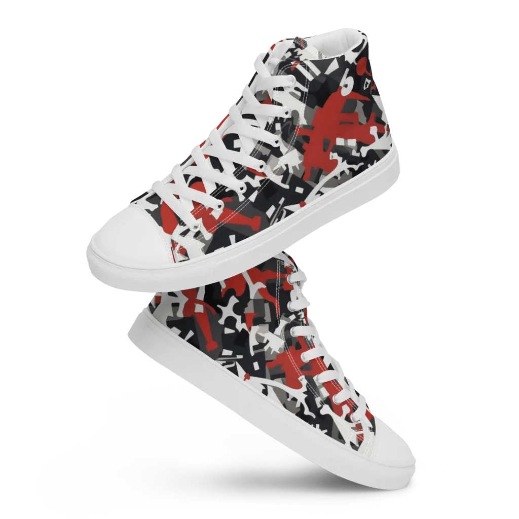 Riot Geometry on Women's High Top Canvas Shoes — Front