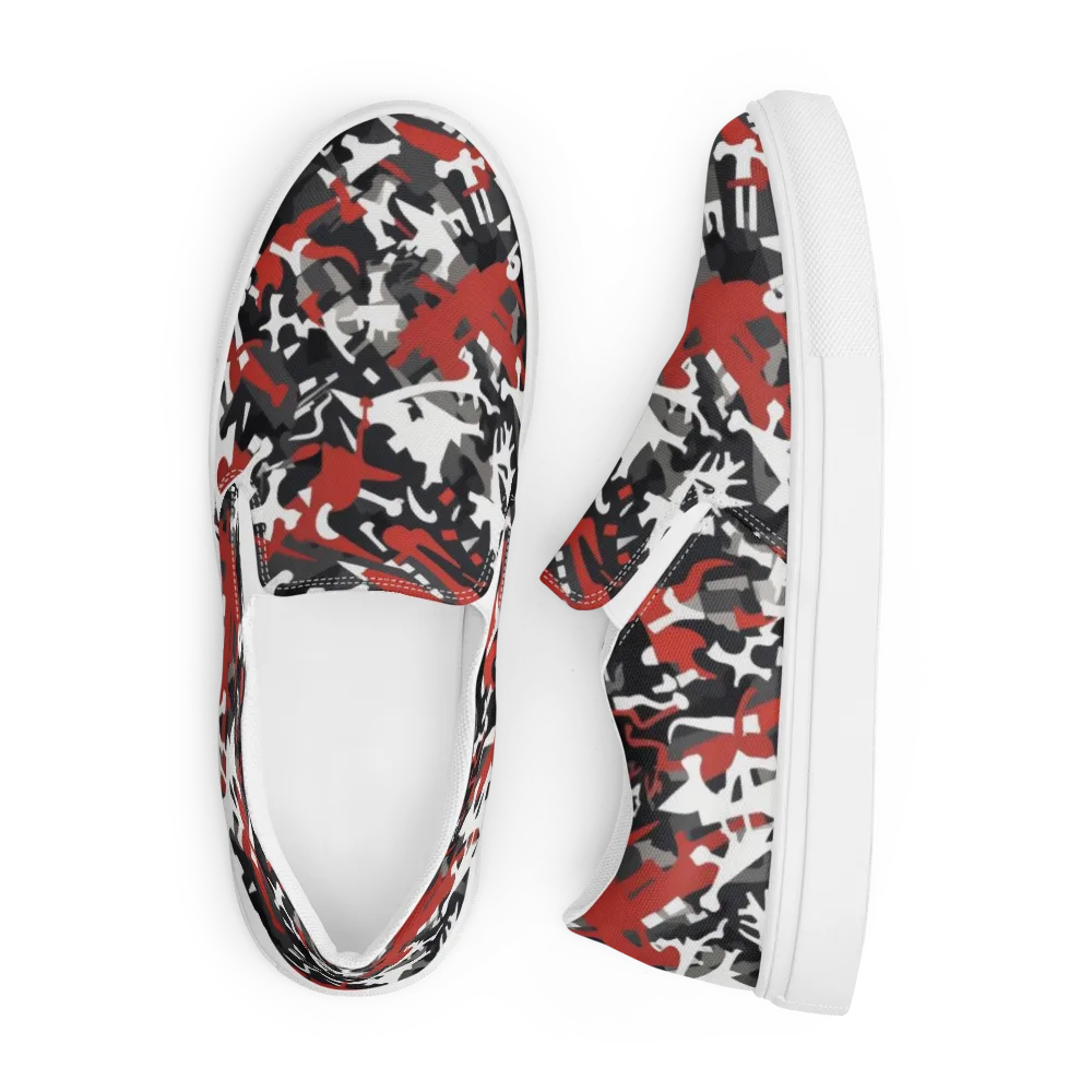Riot Geometry on Men's Slip-On Canvas Shoes — Front