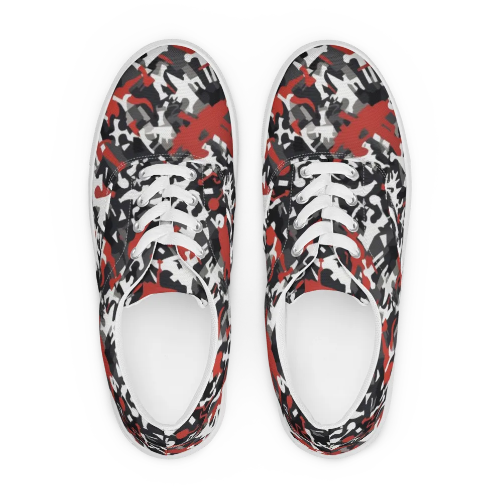 Riot Geometry on Men's Lace-Up Canvas Shoes — Front
