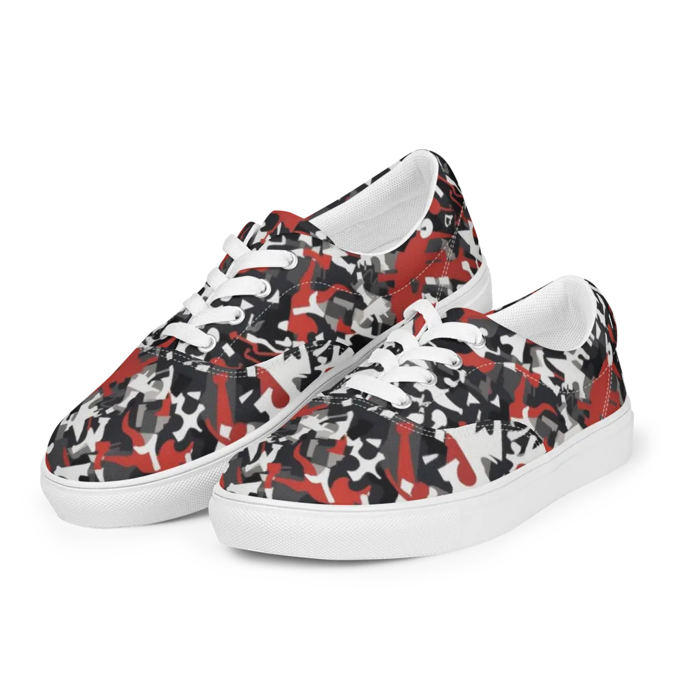 Riot Geometry on Men's Lace-Up Canvas Shoes — Left Front