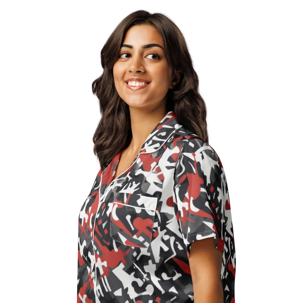 Riot Geometry on Women's Short Sleeve Pajama Top — Left Front