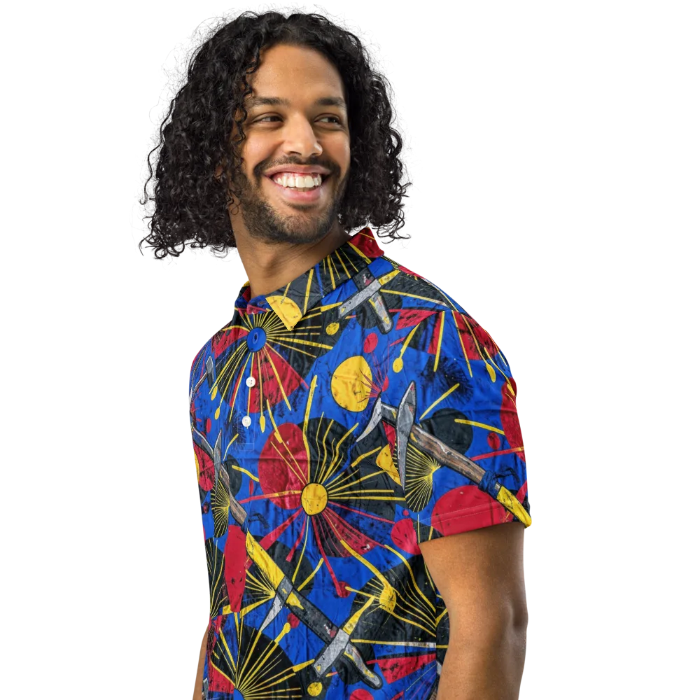 Strata Spark on Men's Slim Fit Polo Shirt — Left Front