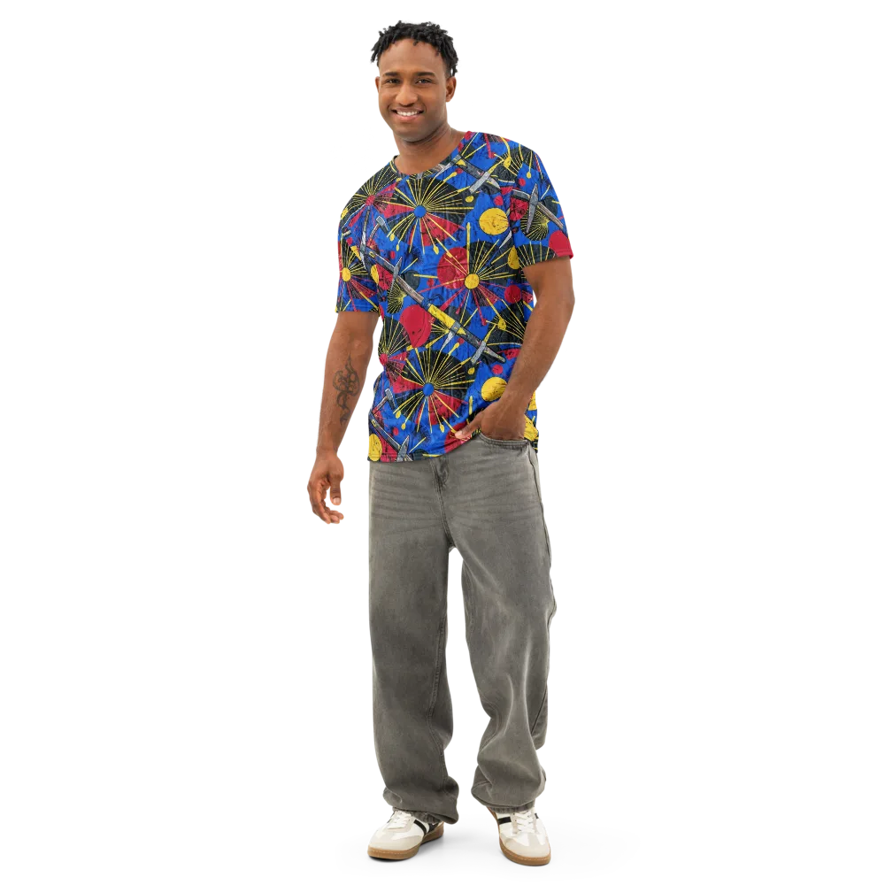 Strata Spark on Men's Cotton Crew Neck T-Shirt — Front