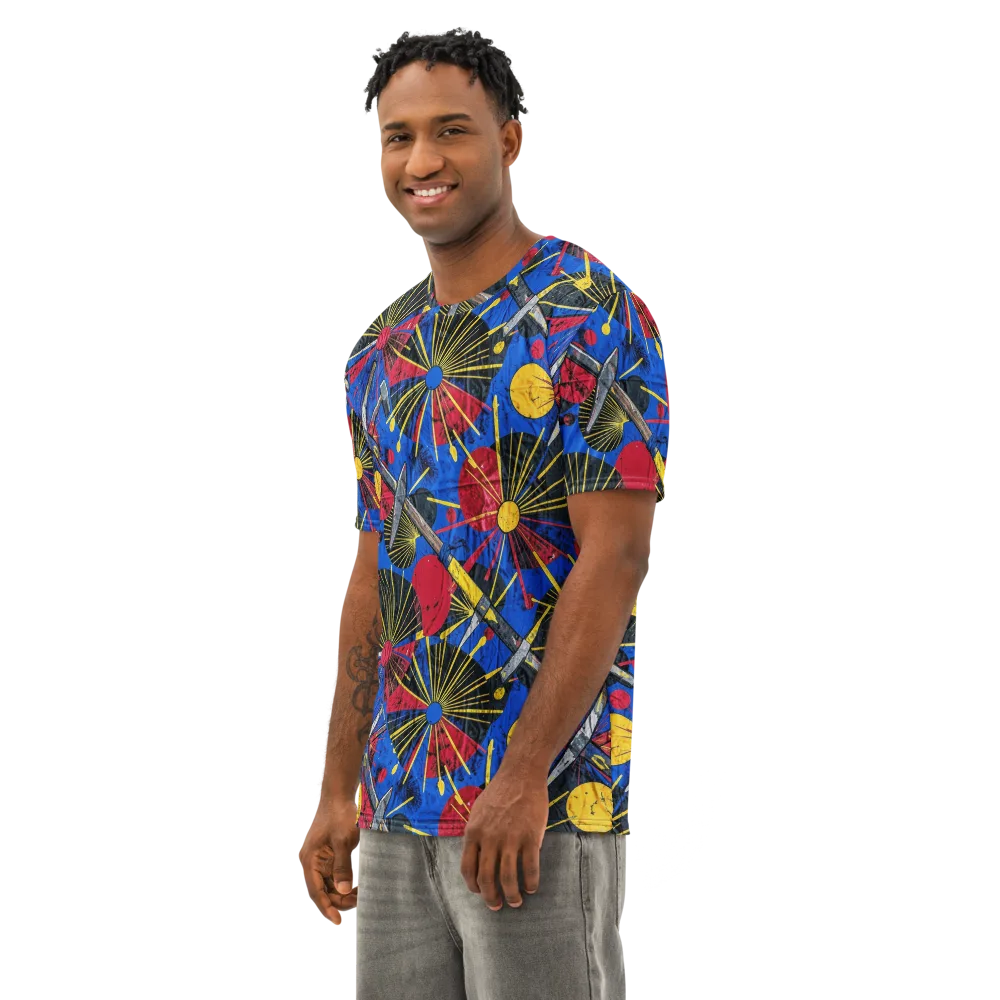 Strata Spark on Men's Cotton Crew Neck T-Shirt — Left Front