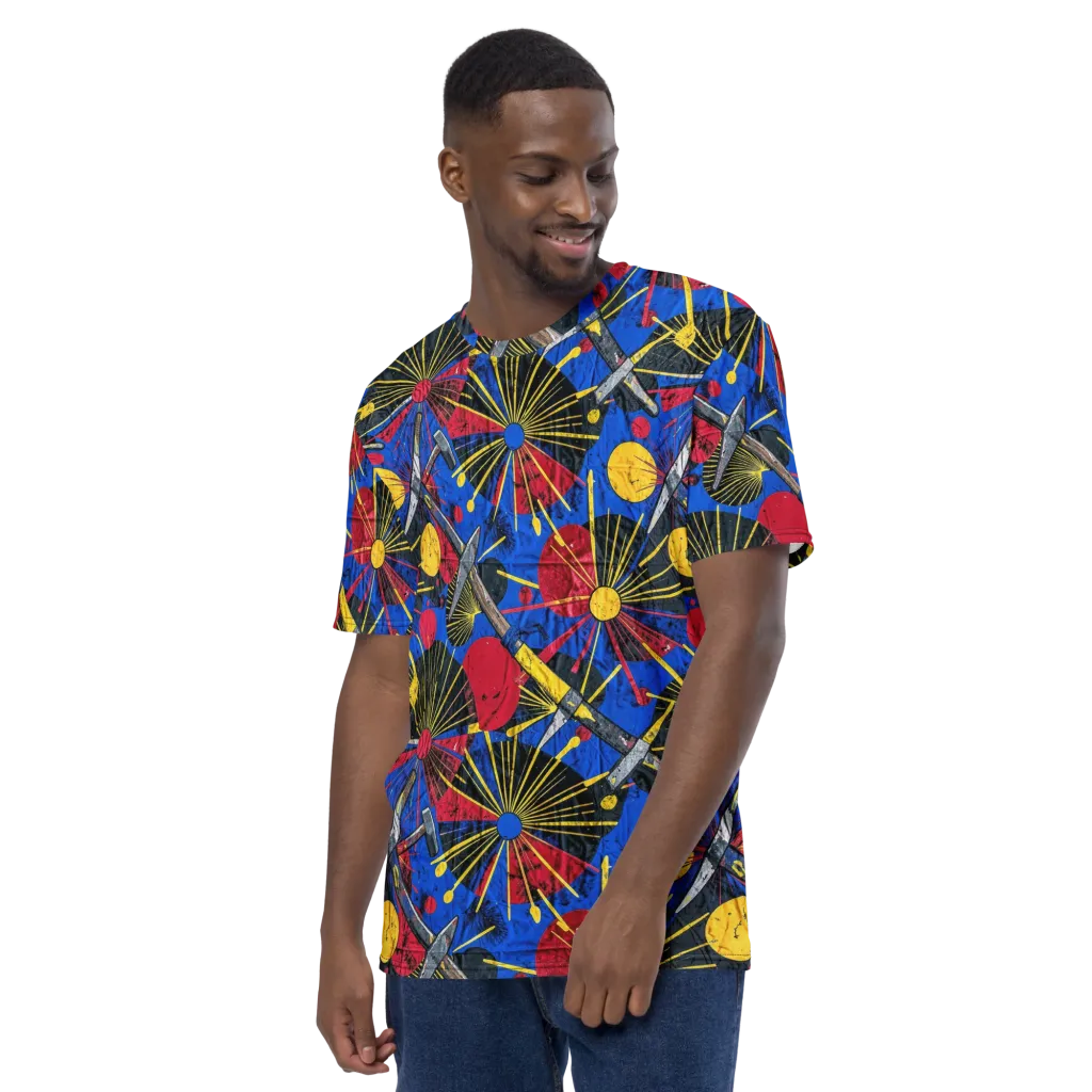 Strata Spark on Men's Crew Neck T-Shirt — Left