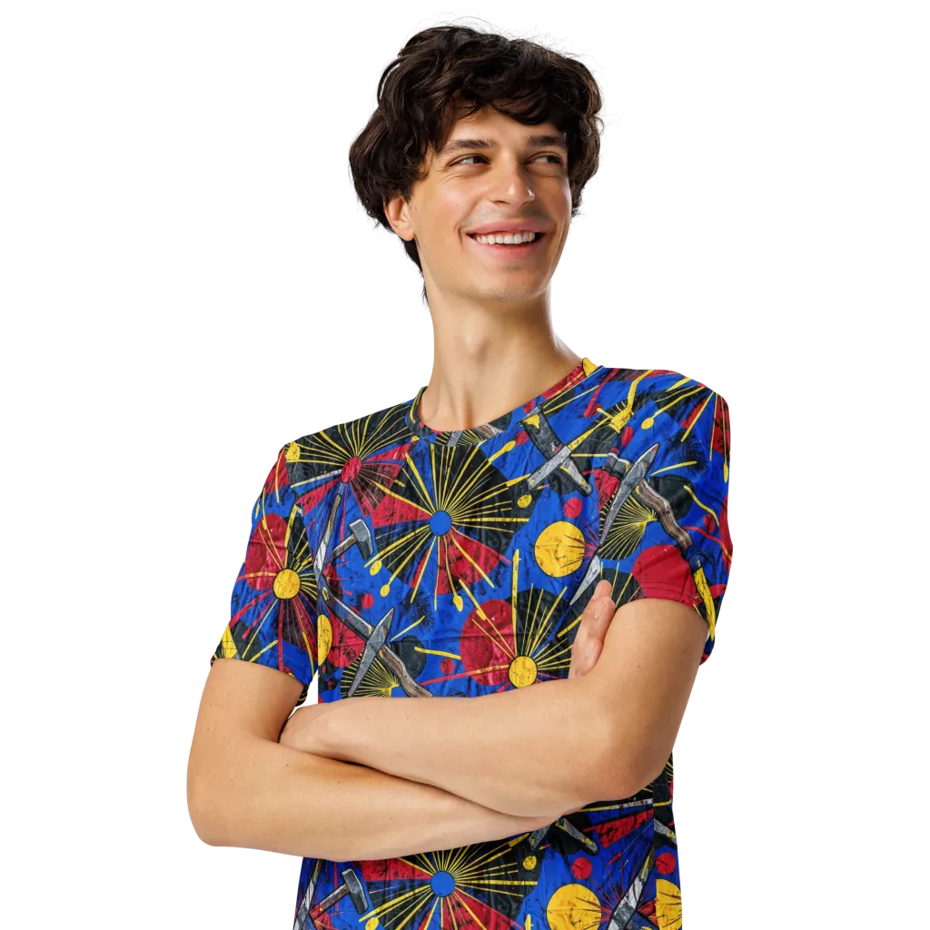 Strata Spark on Men's Crew Neck T-Shirt — Left Front