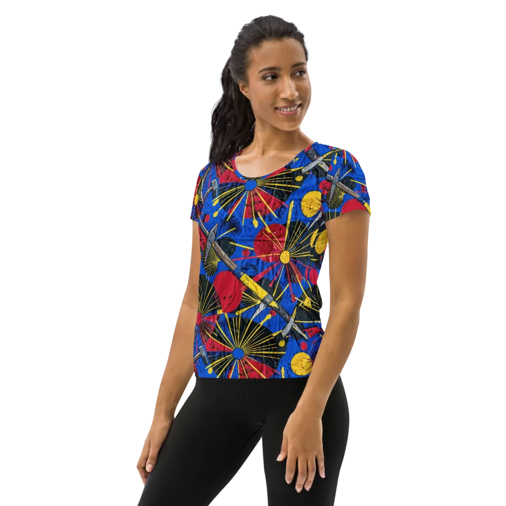 Strata Spark on Women's Athletic T-Shirt — Left