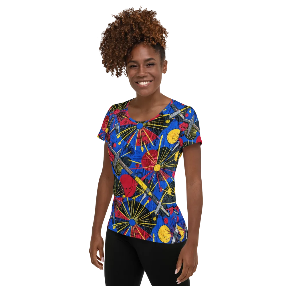 Strata Spark on Women's Athletic T-Shirt — Left