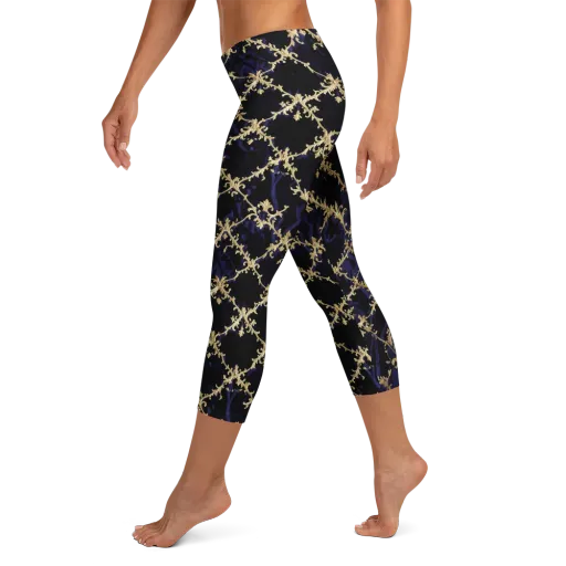 Nocturne Damask on a Capri Leggings