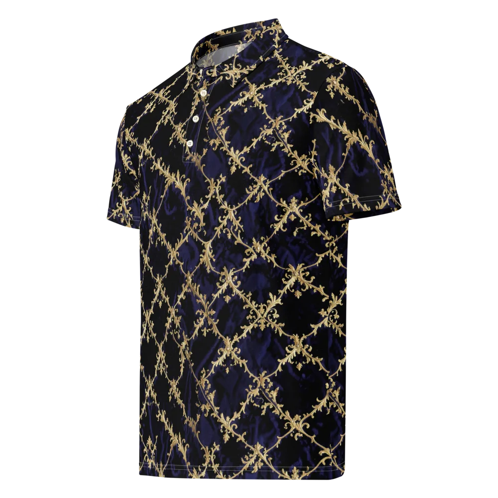 Nocturne Damask on Men's Slim Fit Polo Shirt — Left Front