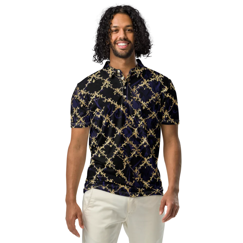 Nocturne Damask on Men's Slim Fit Polo Shirt — Front